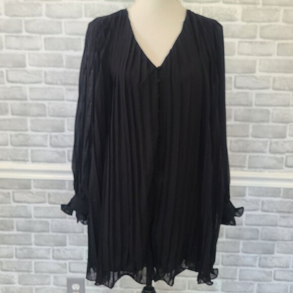 Revella Chiffon Pleated Black Mini Romper Dress Ruffle Edge NEW Sm Whimsygoth - Picture 9 of 9